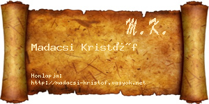 Madacsi Kristóf névjegykártya
